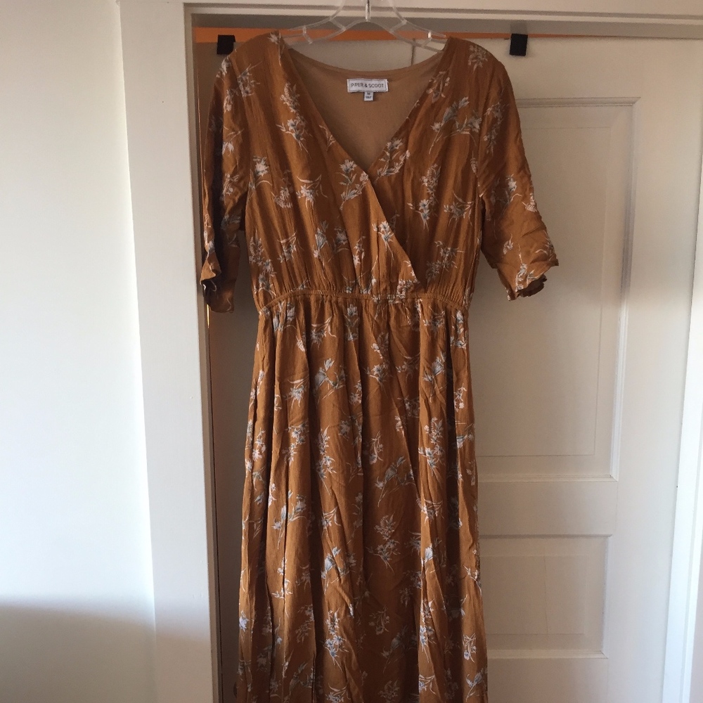 The Beckett Floral Dress in Camel